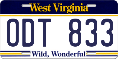 WV license plate ODT833