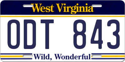 WV license plate ODT843