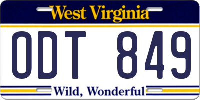 WV license plate ODT849