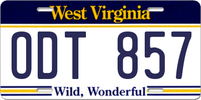 WV license plate ODT857