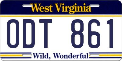 WV license plate ODT861