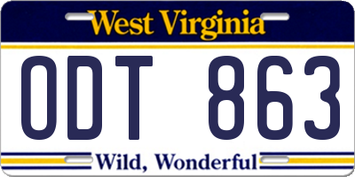 WV license plate ODT863
