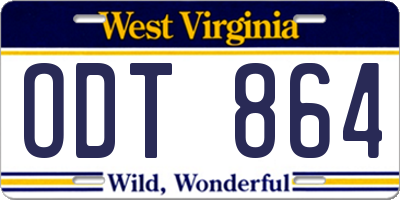 WV license plate ODT864