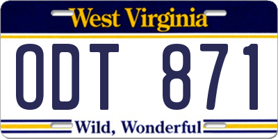 WV license plate ODT871