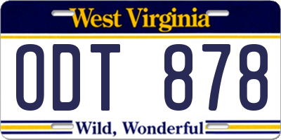 WV license plate ODT878