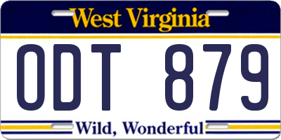WV license plate ODT879