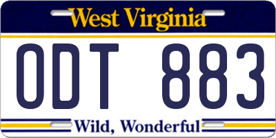 WV license plate ODT883