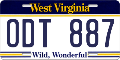 WV license plate ODT887