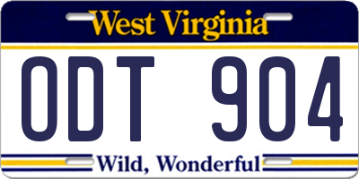 WV license plate ODT904