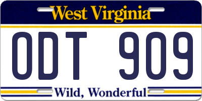 WV license plate ODT909