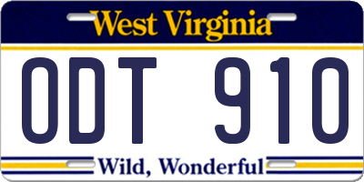 WV license plate ODT910
