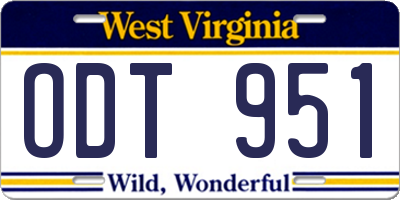 WV license plate ODT951