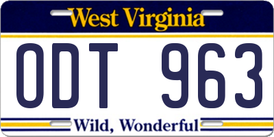 WV license plate ODT963