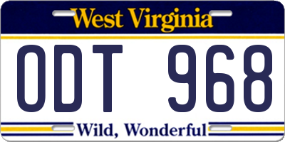 WV license plate ODT968