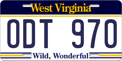 WV license plate ODT970