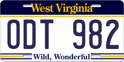 WV license plate ODT982