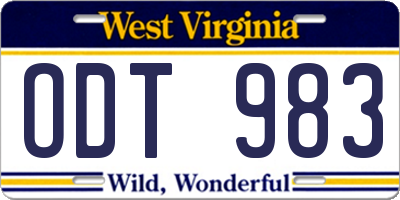 WV license plate ODT983
