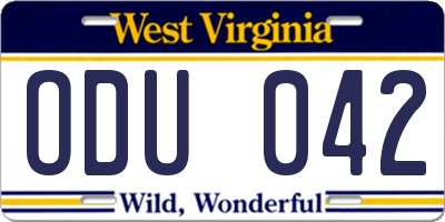 WV license plate ODU042
