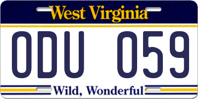 WV license plate ODU059