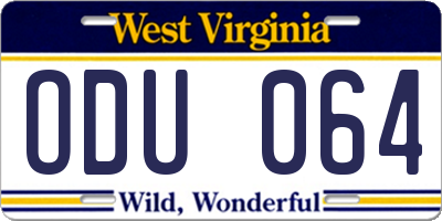 WV license plate ODU064