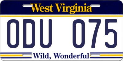 WV license plate ODU075