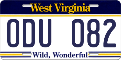 WV license plate ODU082