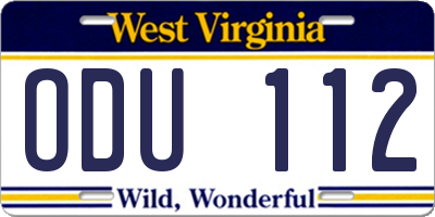 WV license plate ODU112