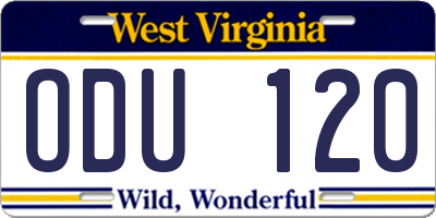 WV license plate ODU120