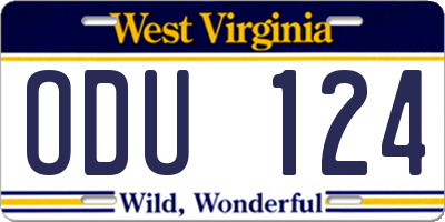 WV license plate ODU124