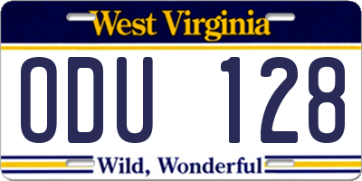 WV license plate ODU128
