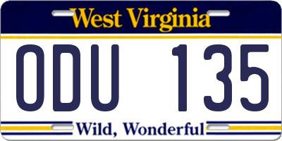 WV license plate ODU135