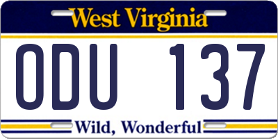 WV license plate ODU137
