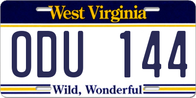WV license plate ODU144