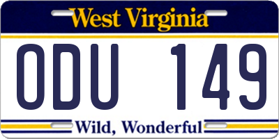 WV license plate ODU149