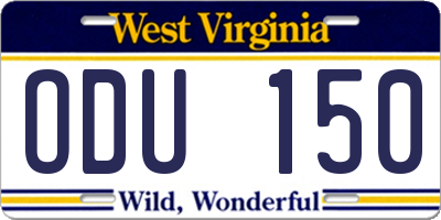 WV license plate ODU150