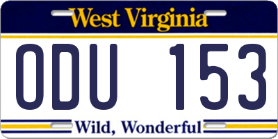 WV license plate ODU153