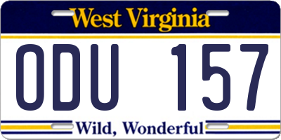 WV license plate ODU157