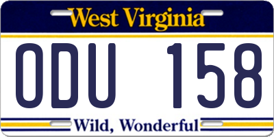 WV license plate ODU158
