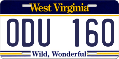 WV license plate ODU160