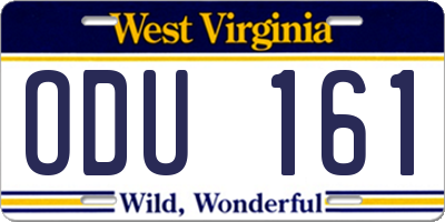 WV license plate ODU161
