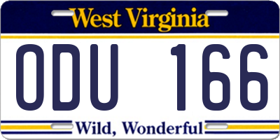 WV license plate ODU166