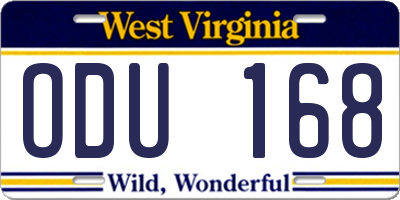 WV license plate ODU168