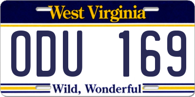 WV license plate ODU169