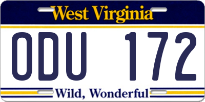 WV license plate ODU172