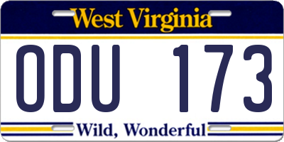 WV license plate ODU173
