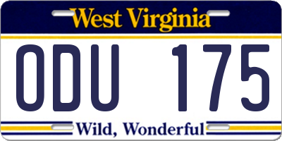 WV license plate ODU175
