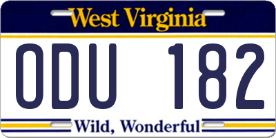 WV license plate ODU182