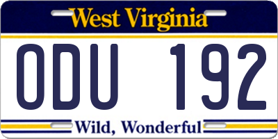 WV license plate ODU192
