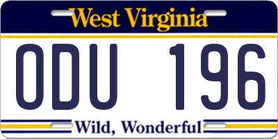 WV license plate ODU196