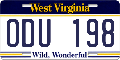 WV license plate ODU198